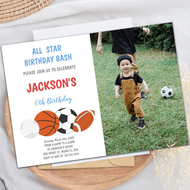 Geburtstagssport Einladungen mit Foto (Birthday Sports Invitations with photo)