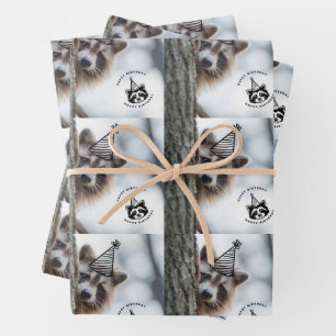 Geburtstagsstreich: Süße Waschbärenfeier Geschenkpapier Set