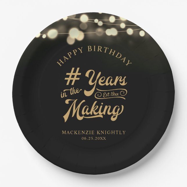 Geburtstagsstring Light JAHRE IM MAKING Pappteller (Vorderseite)