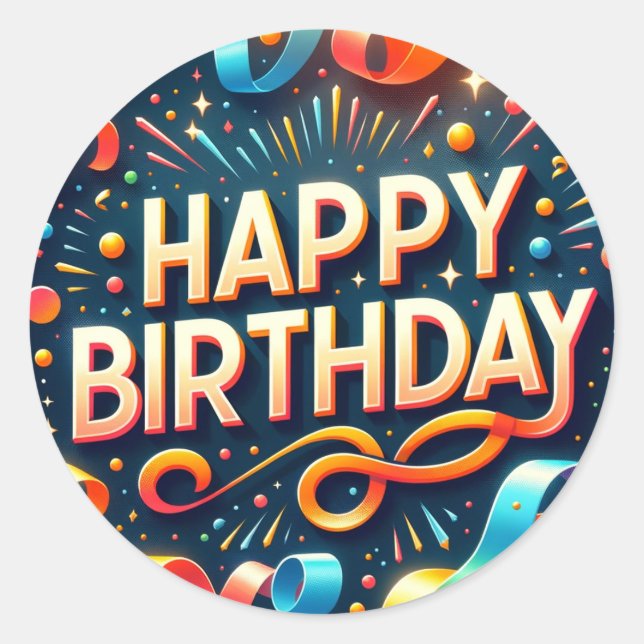 Geburtstagsticker Runder Aufkleber (Vorderseite)