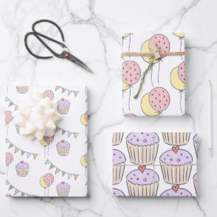 Geburtstagstorte Ballons und Jagd Geschenkpapier Set