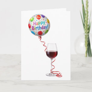 Geburtstagswein und Partyballon Karte