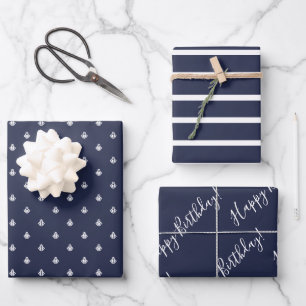 Geburtstagswrapping der Nautischen Marine Geschenkpapier Set