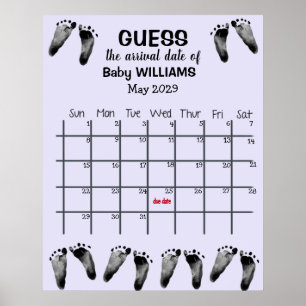 Geburtstermin-Kalender mit Fußabdrücken Poster
