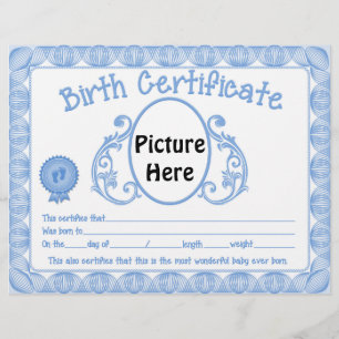 Geburtsurkunde des Baby Boys