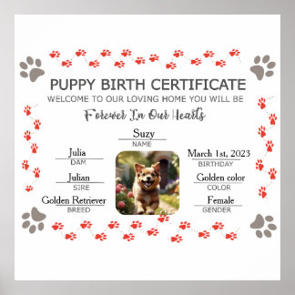 Geburtsurkunde für Puppy Poster