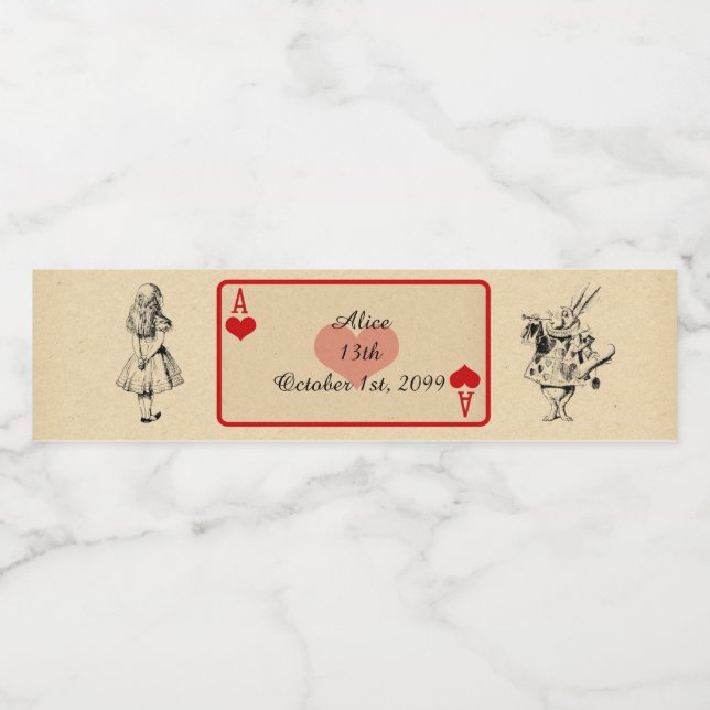Geburtswasserflasche-Etikett, Alice Wonderland (Einzelnes Label)
