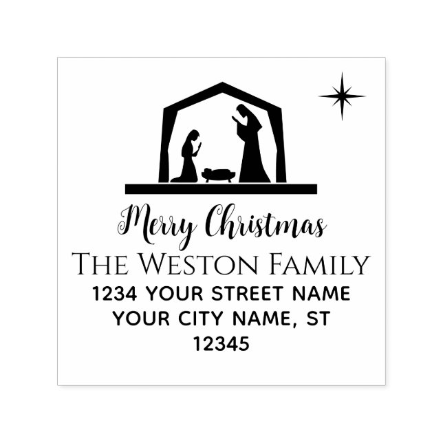 Geburtszene #2B Manager Baby Jesus Name Adresse Permastempel (Design)