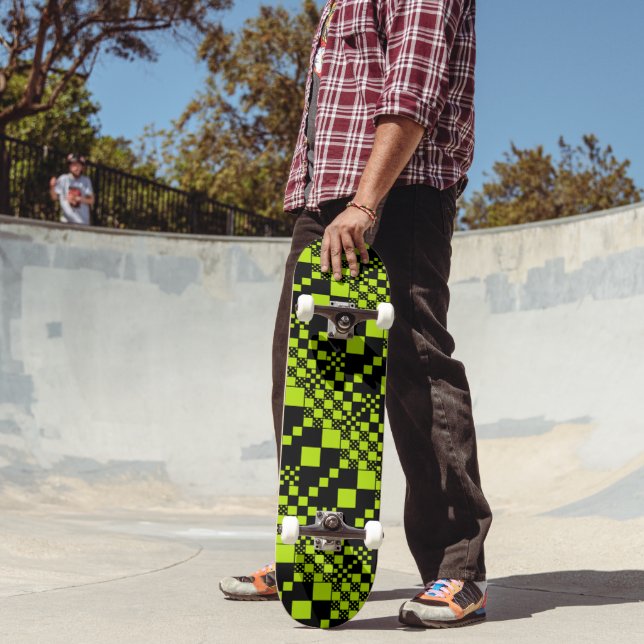 Gecheckt, Karo - Limettengrün Skateboard (Außenbereich 2)