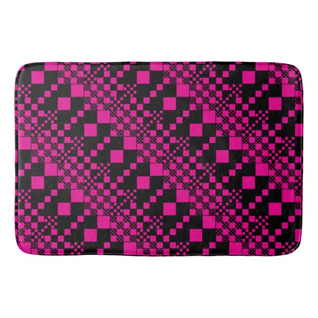 Gecheckt, Karo - Magenta und Schwarz Badematte (Vorderseite)