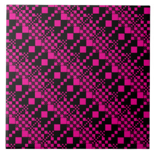 Gecheckt, Karo - Magenta und Schwarz Fliese