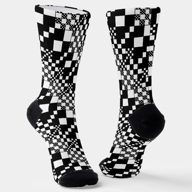 Gecheckt, Karo - Schwarz und Weiß Socken (Gewinkelt)