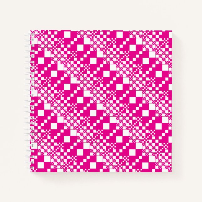 Gecheckt, Karos in Magenta und White Notizbuch (Vorderseite)