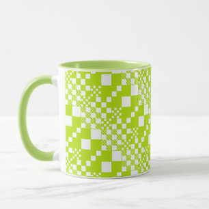 Gecheckt, Karos - Limettengrün und Weiß Tasse