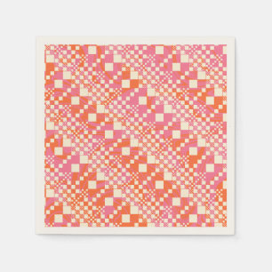 Gecheckt, Karos - Rosa, Orange und Creme Serviette
