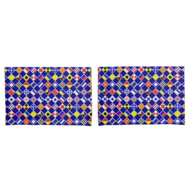 Gecheckte Nautic Signal Flags Navy Blue Kissenbezug (Vorderseite-Set)
