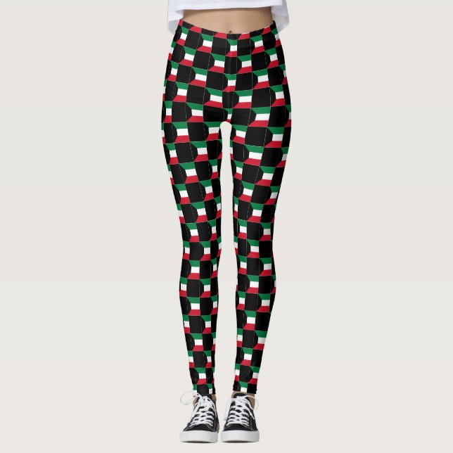 Gechecktes Kuwait-Flag-Muster Leggings (Vorderseite)