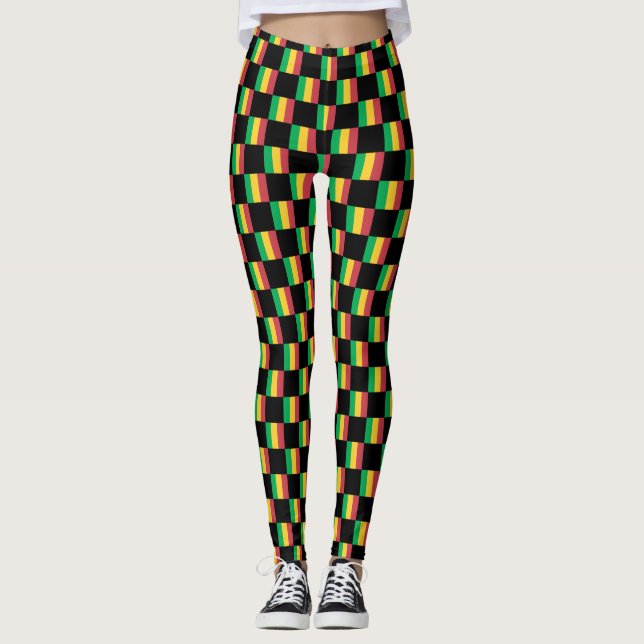 Gechecktes Mali-Flag-Muster Leggings (Vorderseite)