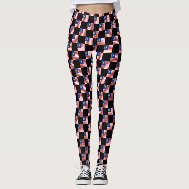 Gechecktes Muster für die malaysische Flagge Leggings (Vorderseite)