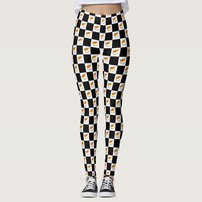 Gechecktes Muster für die zyprische Flagge Leggings (Vorderseite)