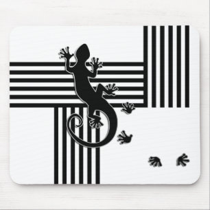 Gecko - abstrakte schwarz-weiße Streifen Mousepad