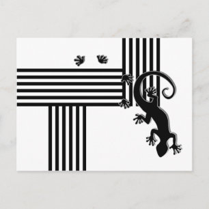 Gecko - abstrakte schwarz-weiße Streifen Postkarte