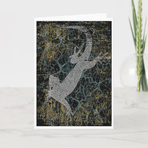Gecko (antikes Design) Grußkarte Karte
