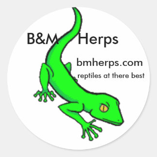 Gecko, B&M Herps, bmherps.com, Reptiles at t... Runder Aufkleber