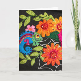 Gecko-Echse gestickter Filz-Geburtstag Karte