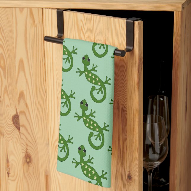 Gecko-Echsen-Design mit beliebigem Hintergrundfarb Geschirrtuch (Drittel gefaltet)