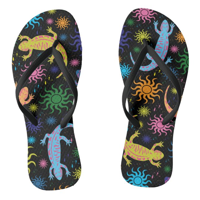 Gecko-Eidechsen mehrfarbig ganz über Druck Flip Flops (Fußbett)