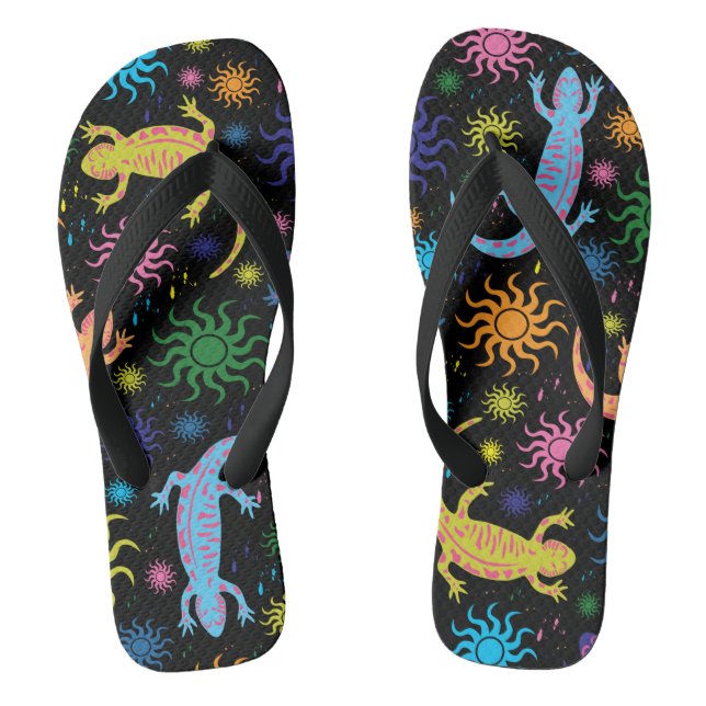Gecko-Eidechsen mehrfarbig ganz über Druck Flip Flops (Fußbett)