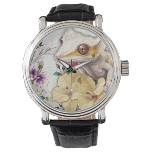 Gecko en berceau et montre à fleurs