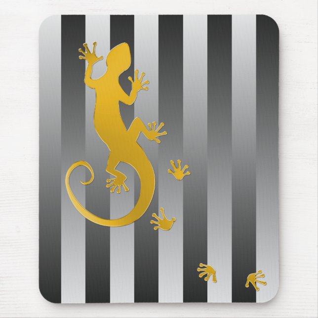 Gecko Gold | Graustreifen Mousepad (Vorne)