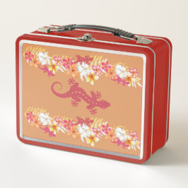 Gecko Hawaiian et Plumeria Retro Lunch Box