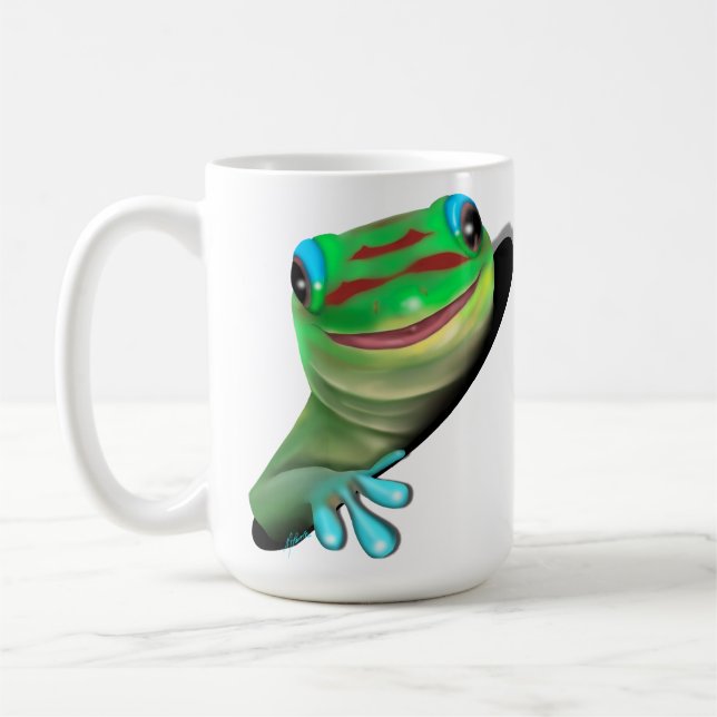 Gecko in einem Loch Kaffeetasse (Links)