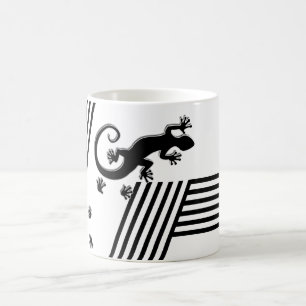 Gecko läuft - abstrakte schwarz-weiße Streifen 2 Kaffeetasse