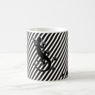 Gecko läuft - schwarz-weiße Streifen Kaffeetasse