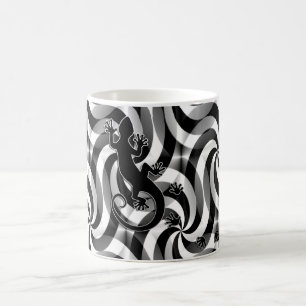 Gecko läuft - Wirbel schwarz und weiß Kaffeetasse