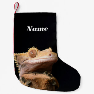 Gecko Lizard auf schwarz Kleiner Weihnachtsstrumpf