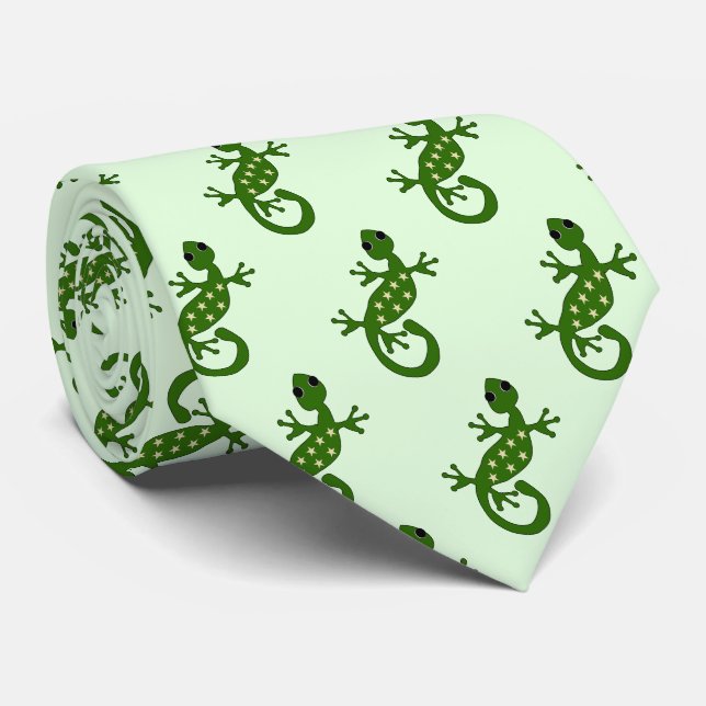 Gecko Lizard Design Krawatte (Gerollt)