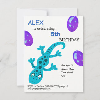 Gecko Lizard Kindergeburtstag Party Card Einladung