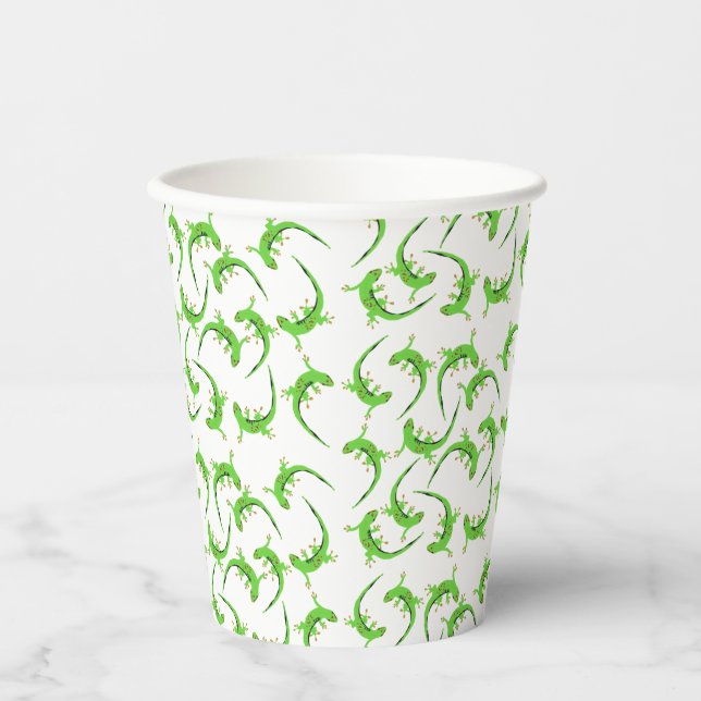 Gecko Lizard Reptile Muster Pappbecher (Vorderseite)