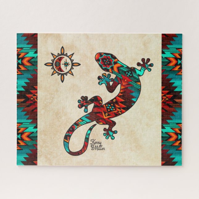 Gecko Lizard und Sun Jigsaw Puzzle (Horizontal)