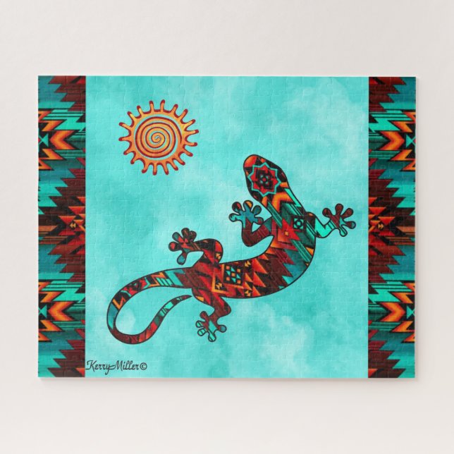 Gecko Lizard und Sun Jigsaw Puzzle (Horizontal)