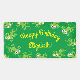 Gecko Lizards Geburtstagsparty Niedlich Kids Klein Banner