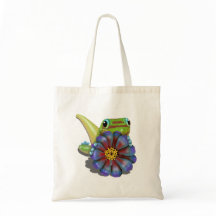 Gecko mit Zinnia-Blume