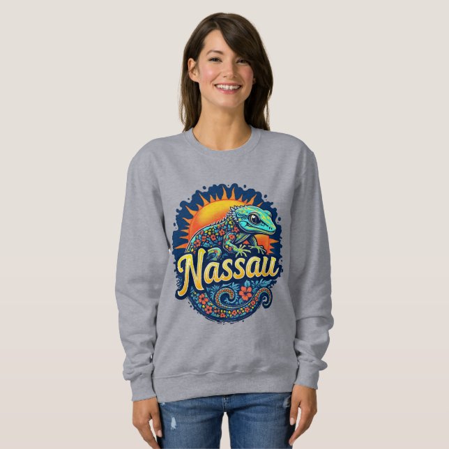 Gecko Nassau Bahamas Caribbean Sweatshirt (Vorne ganz)