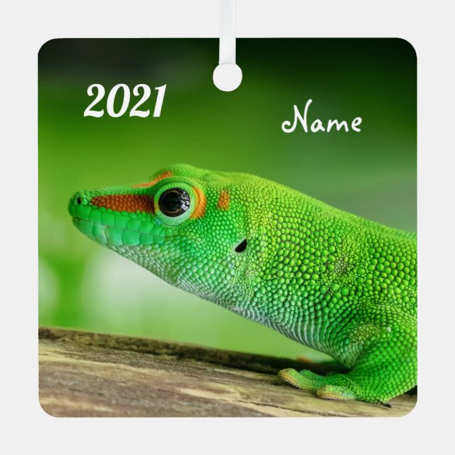 Gecko - Phelsuma grandis Ornament Aus Metall (Vorderseite)