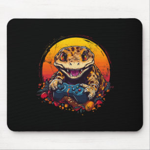 Gecko Playing Video Game Lizard & amp; Reptiles Ga Mousepad
